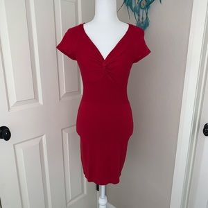 ❌SOLD❌Morgan red bodycon sweater dress